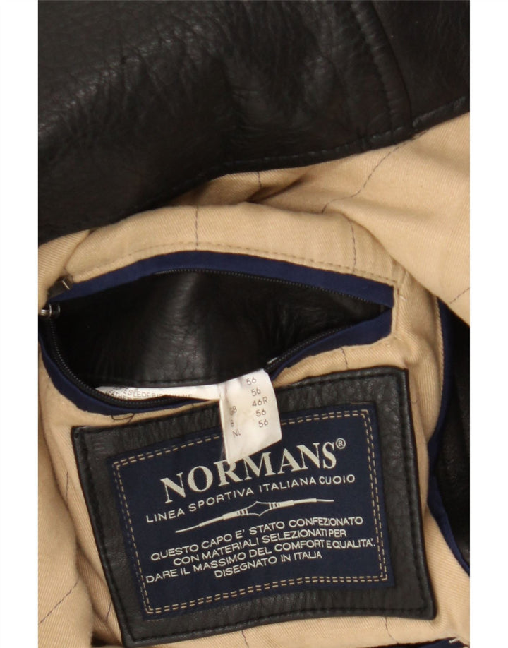 VINTAGE Herren Lederjacke UK 46 3XL Schwarzes Leder