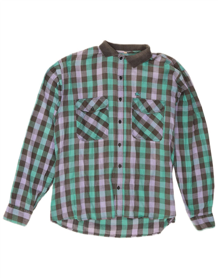 Vintage Herrenhemd XL Mehrfarbige Gingham-Baumwolle