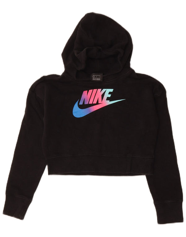 NIKE Crop Graphic Hoodie-Pullover für Mädchen, 12–13 Jahre, Größe L, Schwarz, Baumwolle