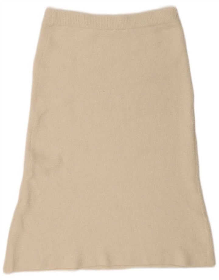 Zara Damen A-Linien-Rock, Größe L, W34, Beige, Polyamid