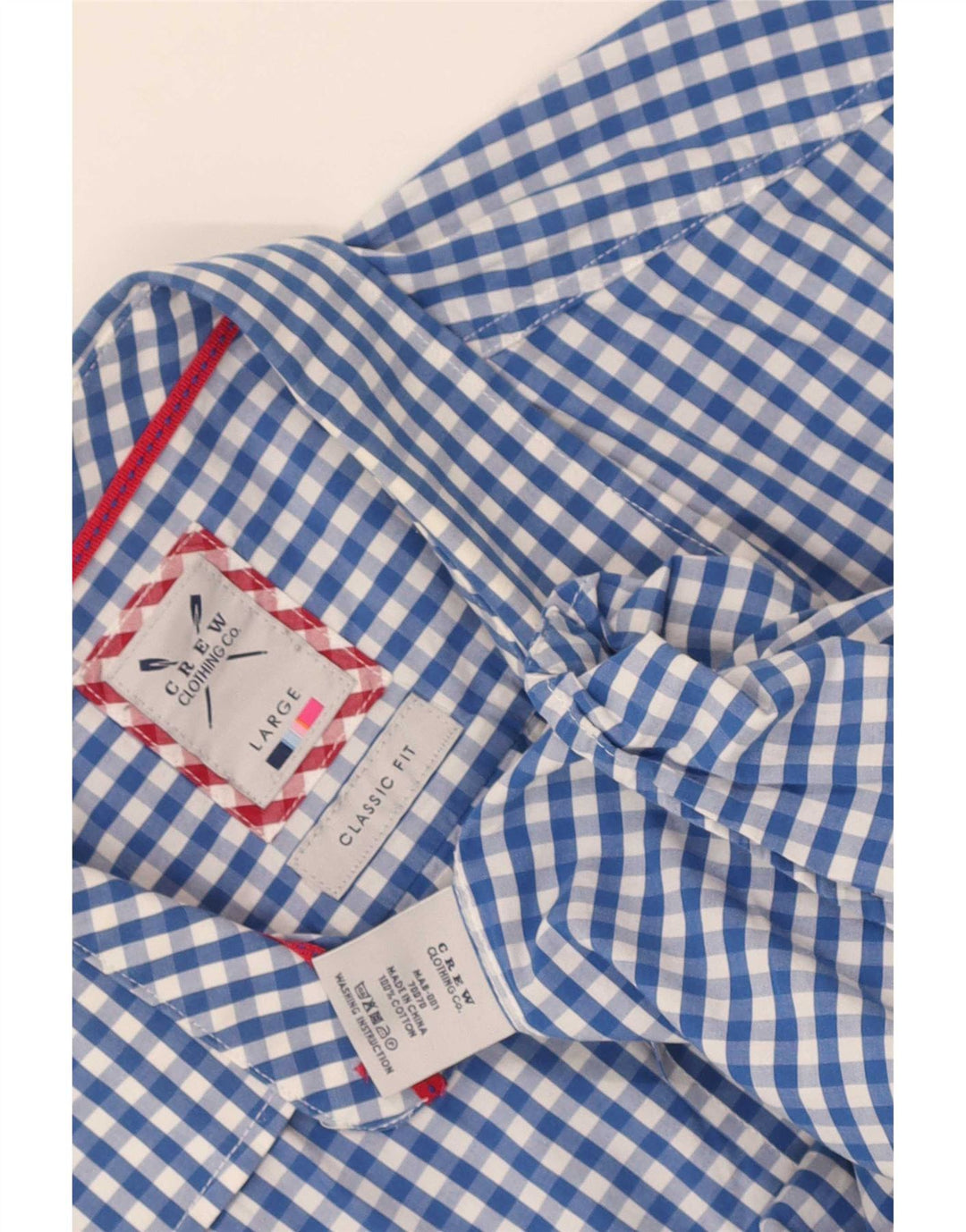 Crew Clothing Herren-Hemd mit klassischer Passform, groß, blaues Gingham-Baumwolle