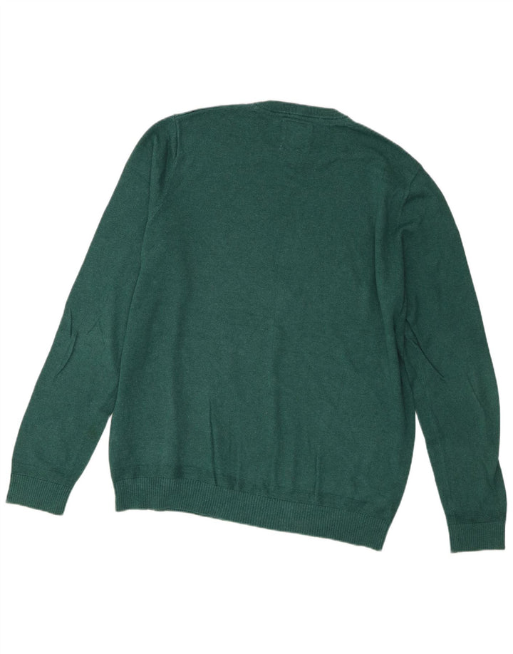 Fat Face Herren-Pullover, reguläre Passform, Rundhalsausschnitt, Größe L, Grün, Baumwolle