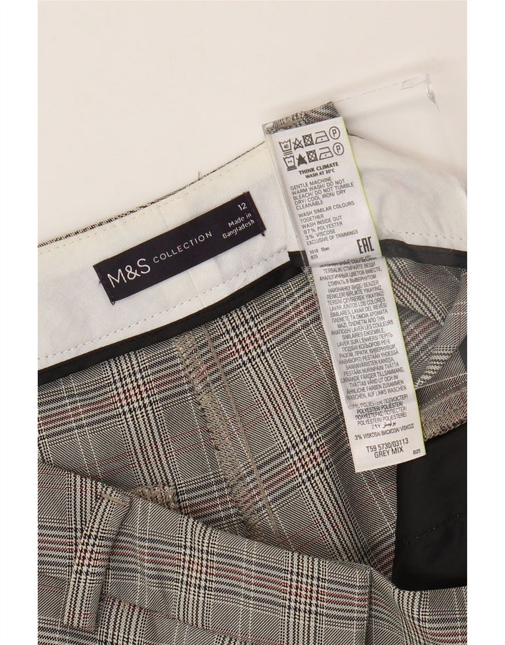 Marks & Spencer Damen Chinohose UK 12 M W32 L33 Grauer Hahnentritt