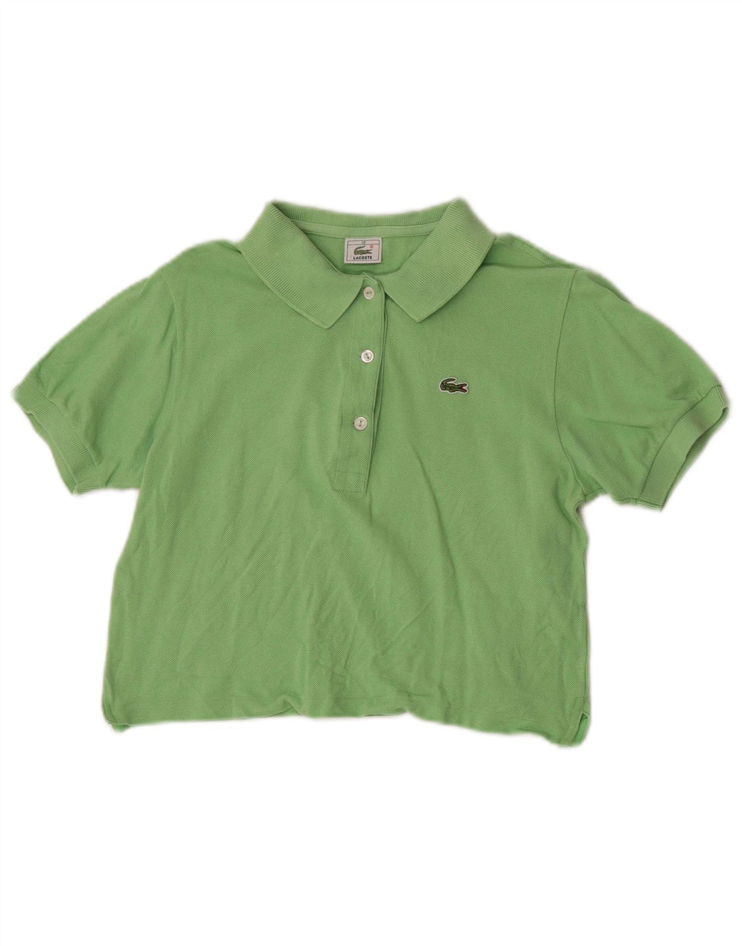 Lacoste Damen Crop Poloshirt Größe 40 Mittelgrüne Baumwolle