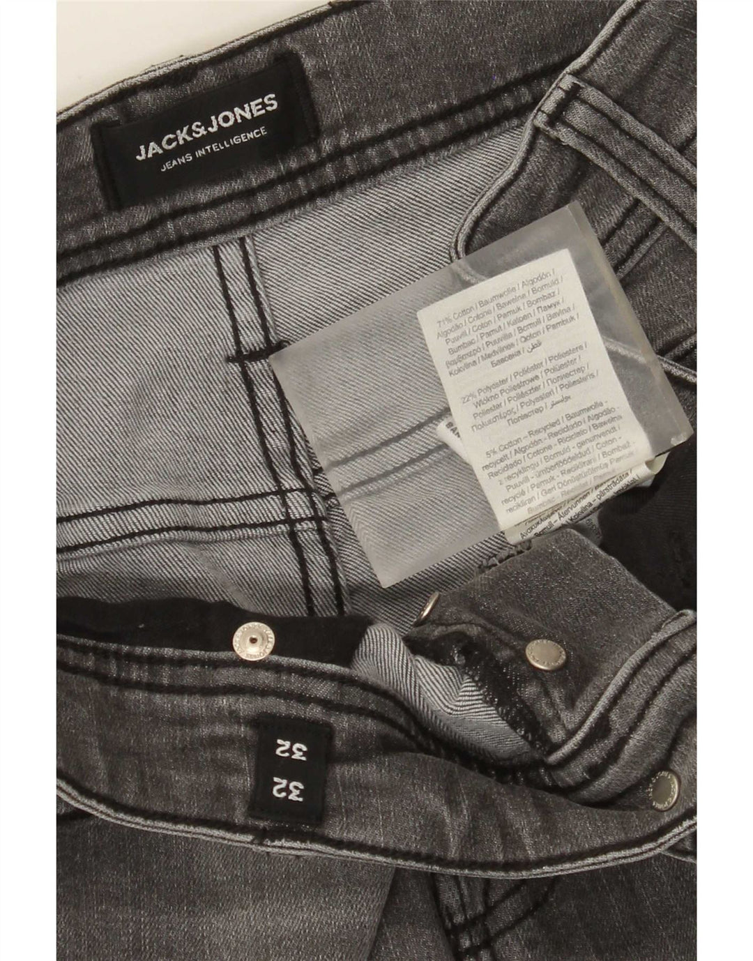 Jack & Jones Herren Slim Jeans W32 L32 Graue Baumwolle
