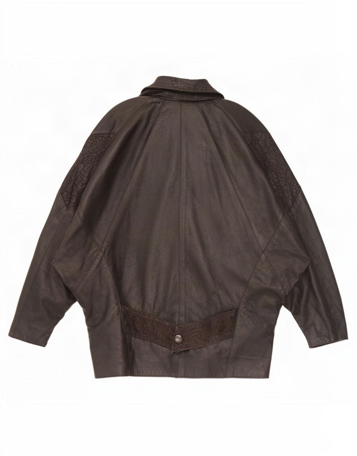 Vintage Damen Übergroße Lederjacke UK 10 Small Schwarz