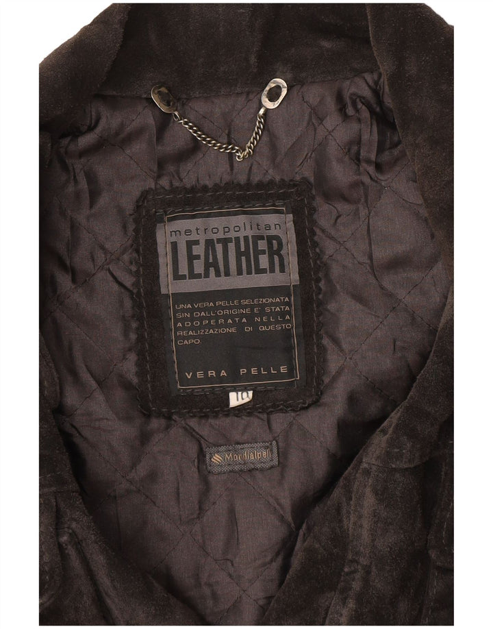 Vintage Damen Wildleder übergroße Windjacke UK 10 kleines graues Leder