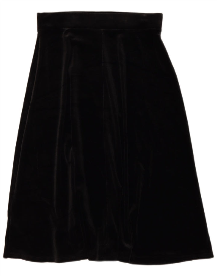 Marks & Spencer Damen-Samt-A-Linien-Rock UK 12 Medium W30 Schwarz