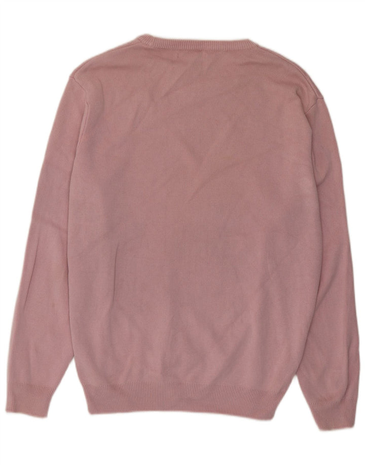 Zara Herren-Pullover mit Rundhalsausschnitt, Mittelrosa, Baumwolle