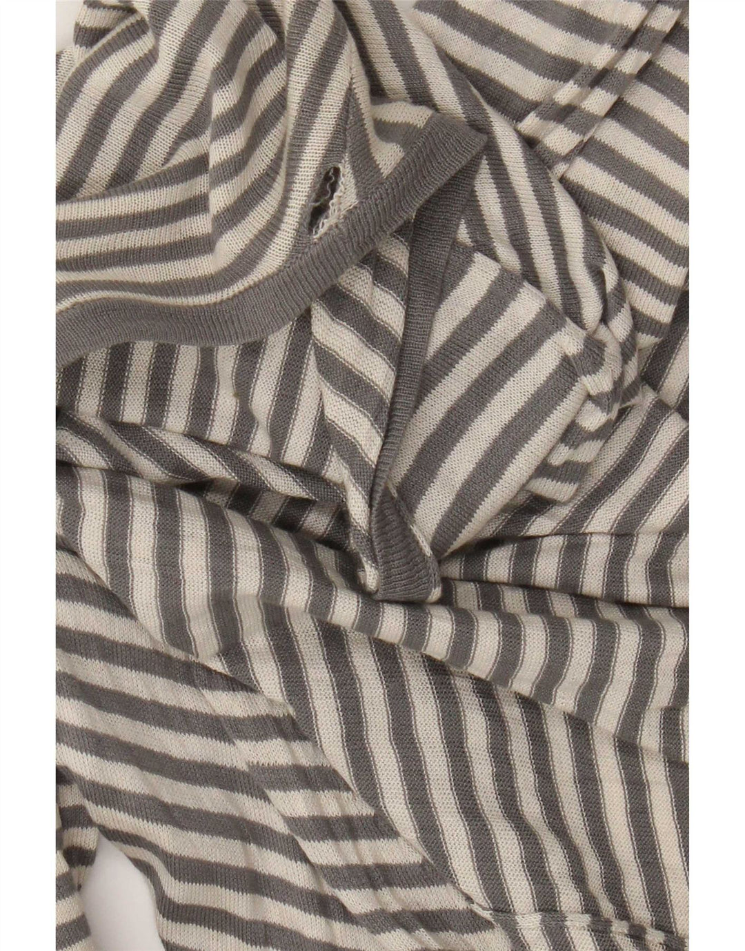 Zara Damen Longline Asymmetric Cardigan Pullover UK 12 Mittelgrau gestreift