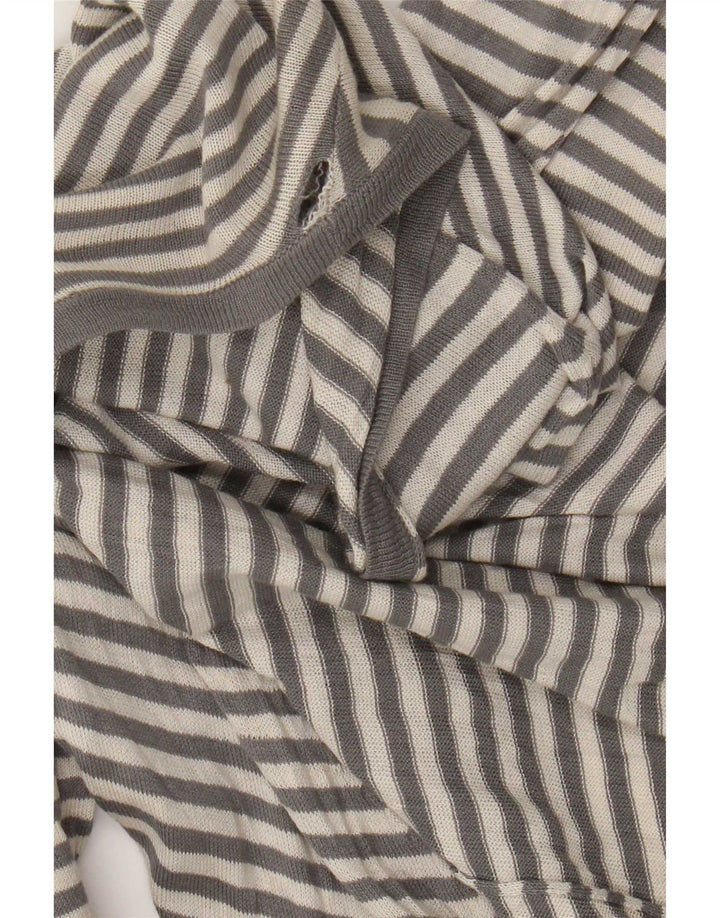 Zara Damen Longline Asymmetric Cardigan Pullover UK 12 Mittelgrau gestreift