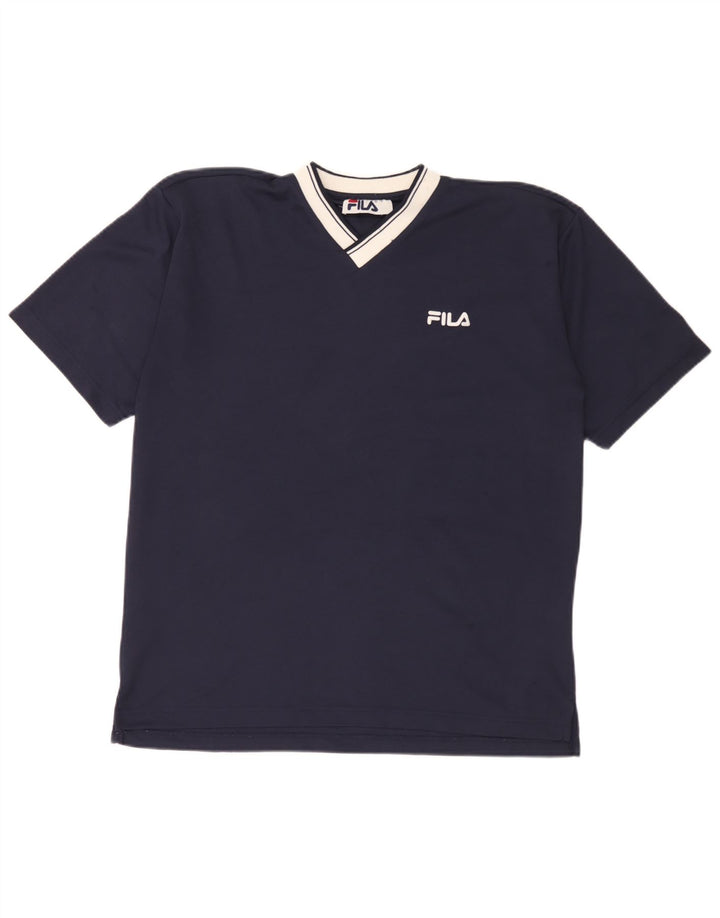 Fila Herren T-Shirt Top Small Marineblau Colourblock Polyester