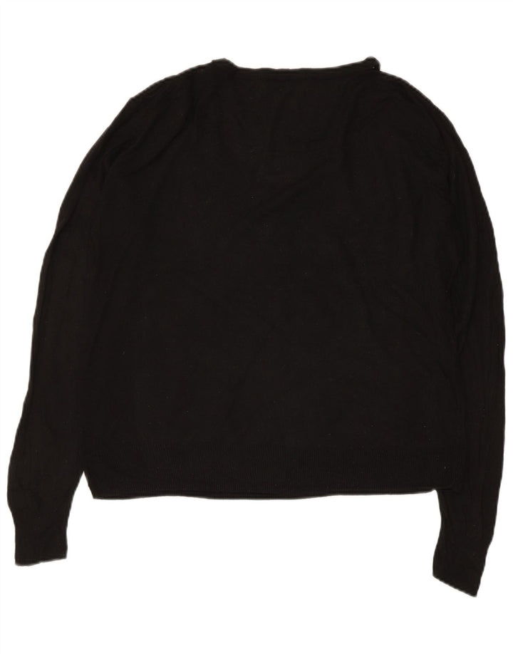 ZARA Damen-Pullover, übergroß, V-Ausschnitt, Gr. 10, Größe S, schwarze Viskose