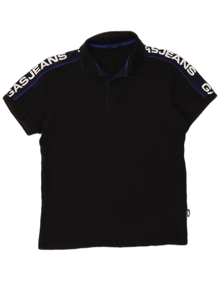 Gas Herren-Poloshirt mit Grafik, Mittelschwarz, Colourblock-Baumwolle