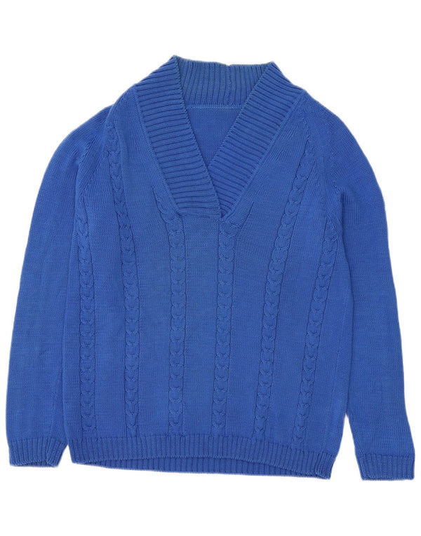 Vintage Herren V-Ausschnitt Pullover Pullover Mittelblau