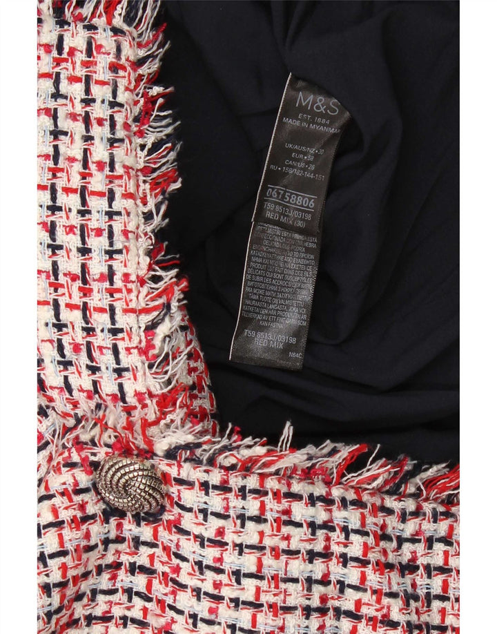Marks & Spencer Damen-Blazerjacke mit 3 Knöpfen, UK 30 6XL, rot kariert, Polyester