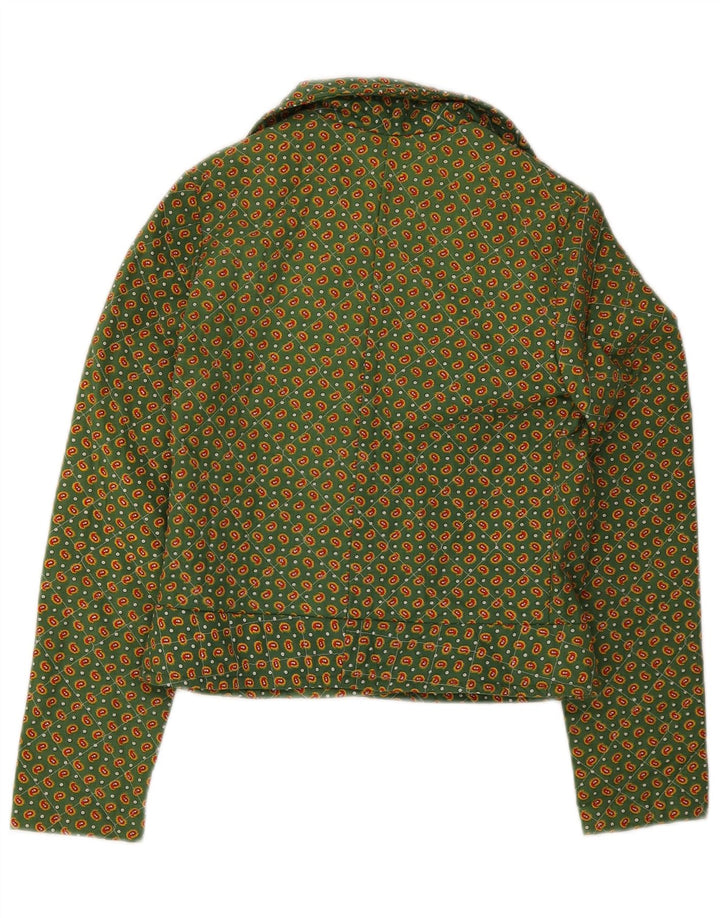 Vintage Damen Bomberjacke UK 8 Small Green Paisley