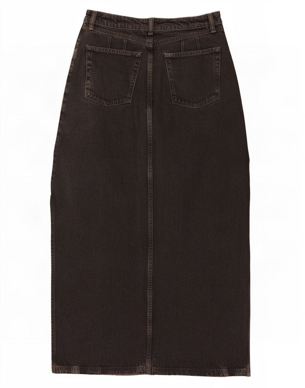 Topshop Damen Maxi-Jeansrock UK 12 Medium W28 Schwarze Baumwolle