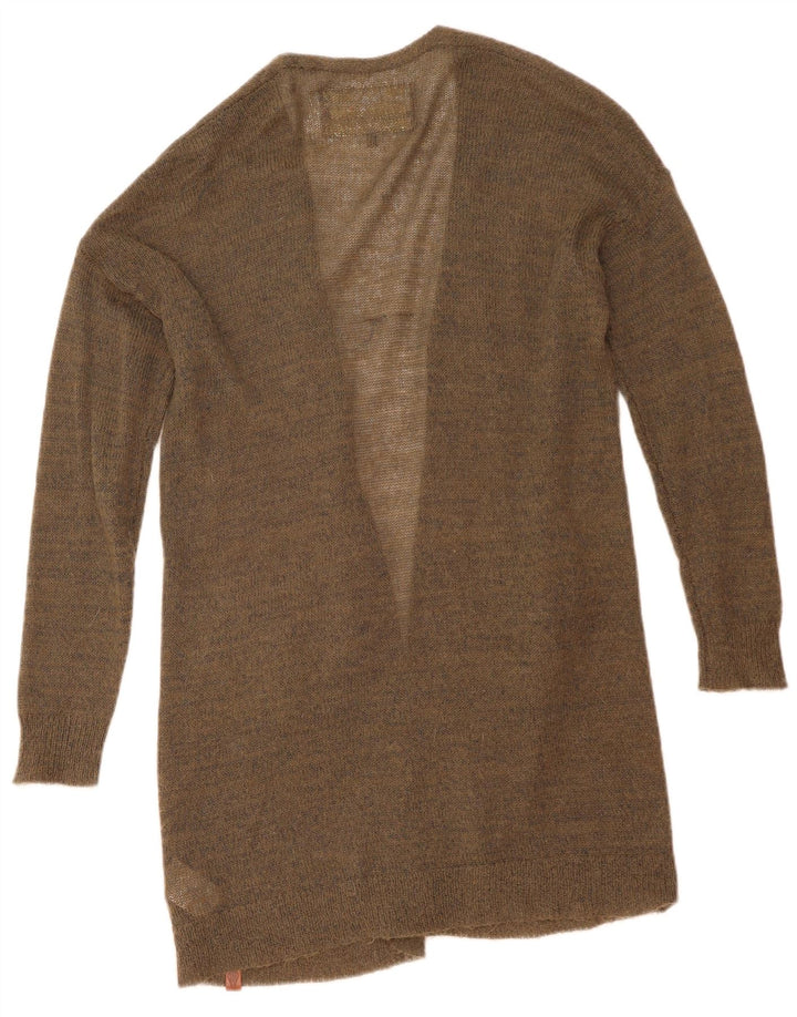 Superdry Damen Longline Open Cardigan Pullover UK 14 Medium Khaki Nylon
