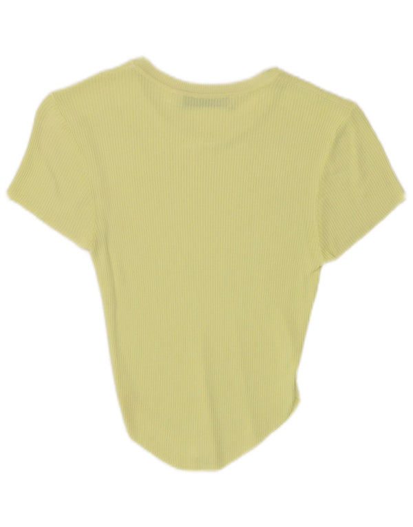 Zara Damen Kurzarm-Crop-Top UK 4 XS Gelb
