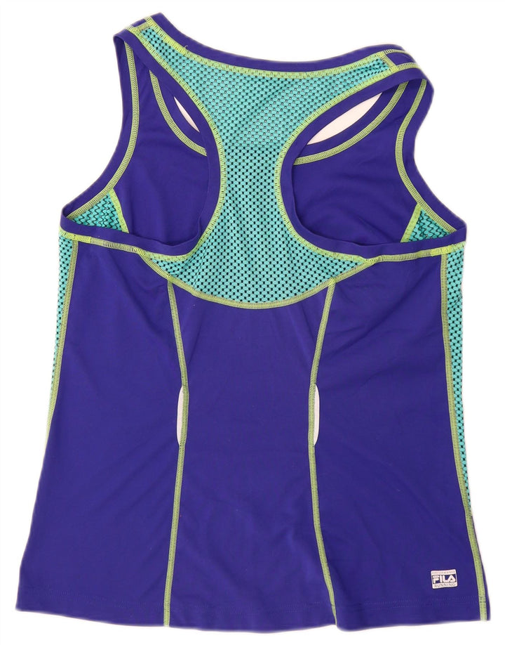 FILA Damen-Trägershirt UK 12 Mittellila Farbblock-Polyester