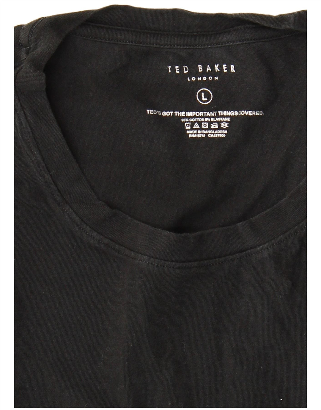 Ted Baker Herren T-Shirt Top Large Schwarz Baumwolle
