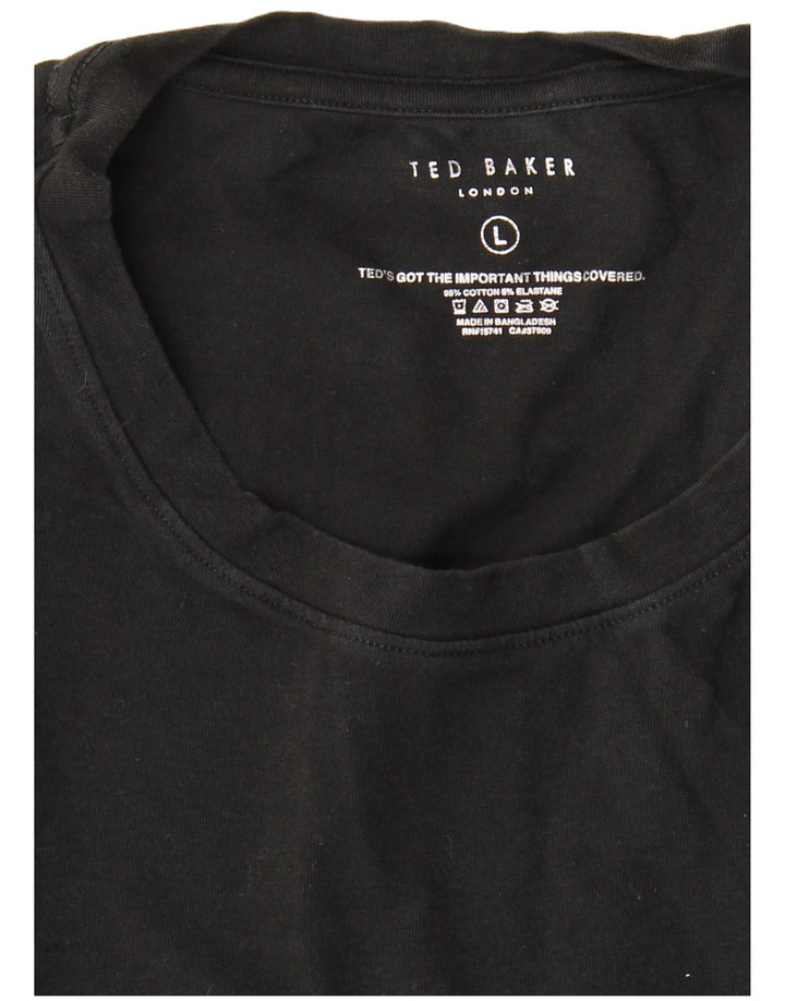 Ted Baker Herren T-Shirt Top Large Schwarz Baumwolle