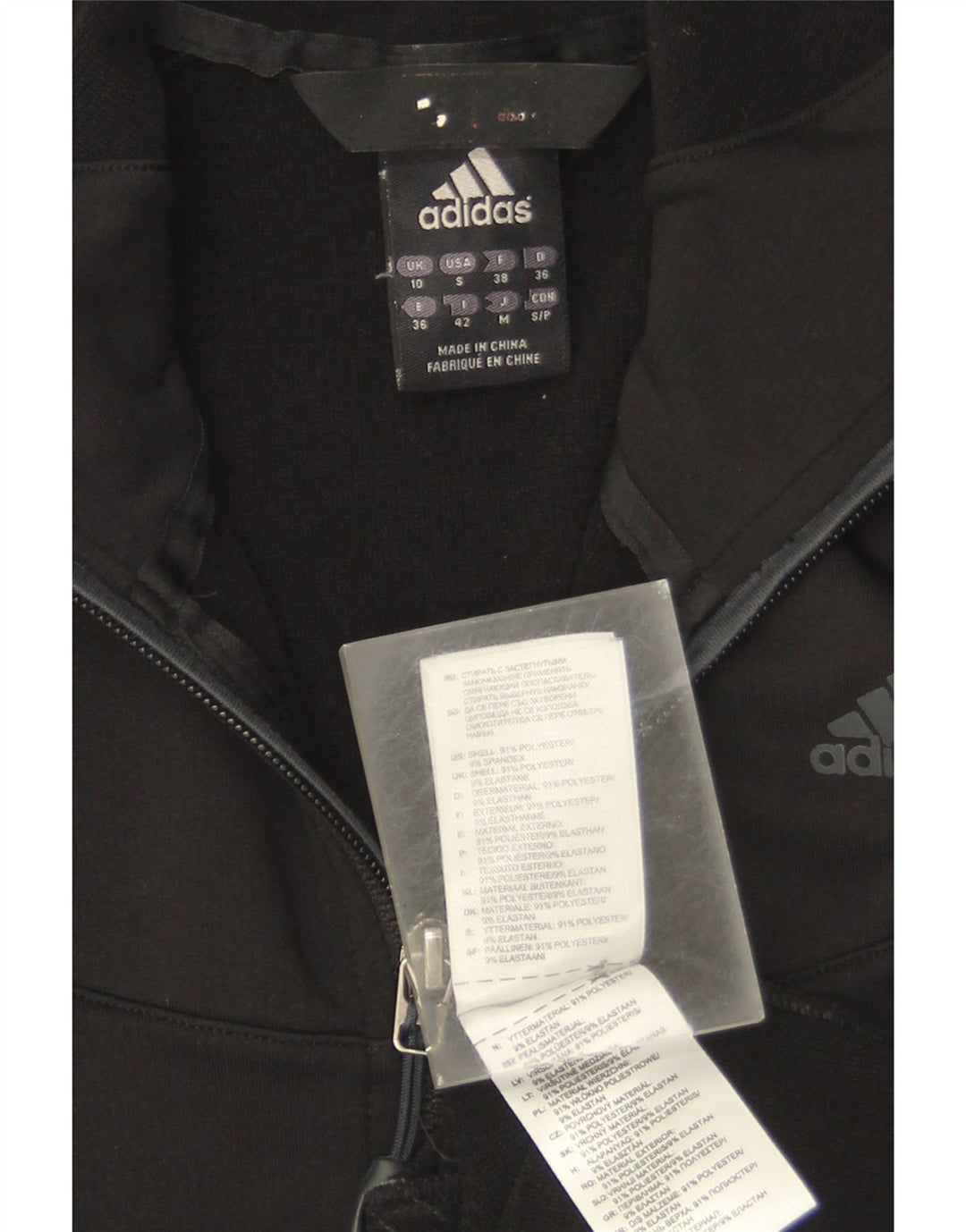 Adidas Damen Zip Hoodie Pullover UK 10 Small Schwarz Polyester