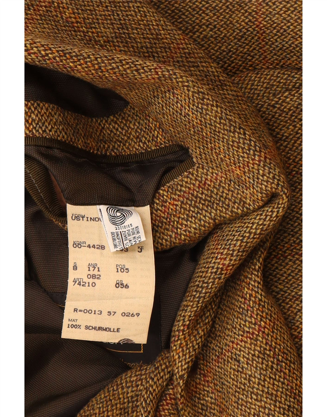 HUGO BOSS Herren 2-Knopf-Blazerjacke EU 56 3XL Braun karierte Schurwolle