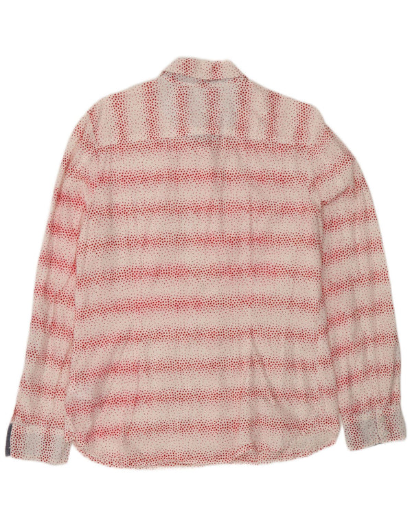 Tommy Hilfiger Damen-Hemd mit klassischer Passform, UK 16, groß, weiß gefleckte Baumwolle