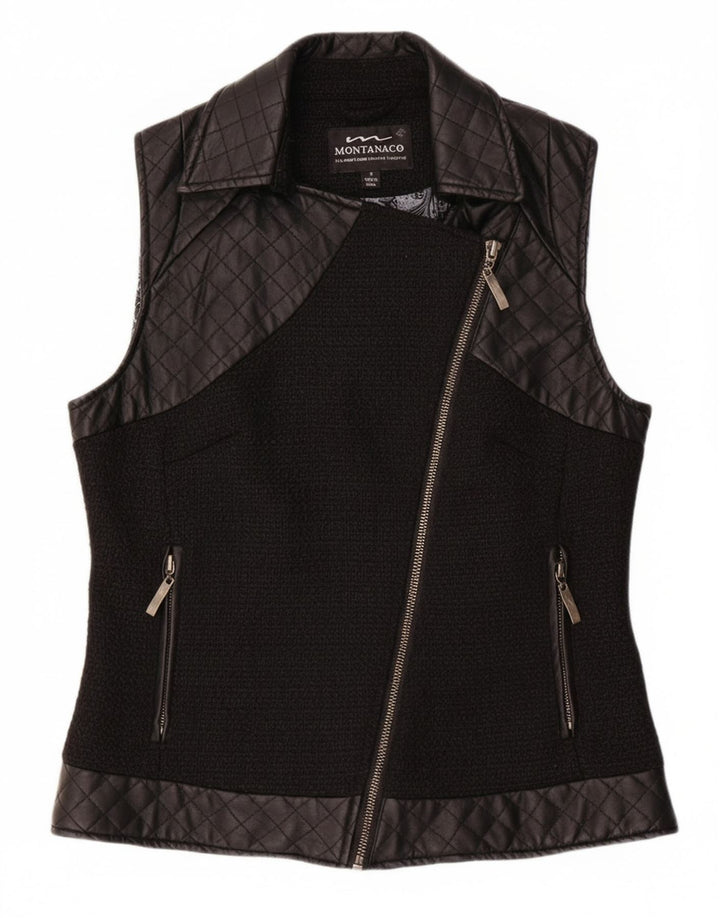 MONTANACO Womens Gilet UK 10 Small Black Polyester