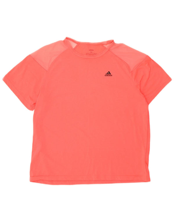 Adidas Damen Aeroready T-Shirt Top UK 12/14 Mittelrosa Polyester