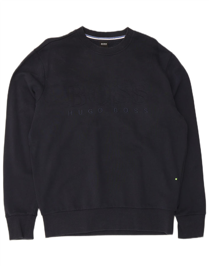Hugo Boss Herren-Sweatshirt mit Grafik, mittlere marineblaue Baumwolle