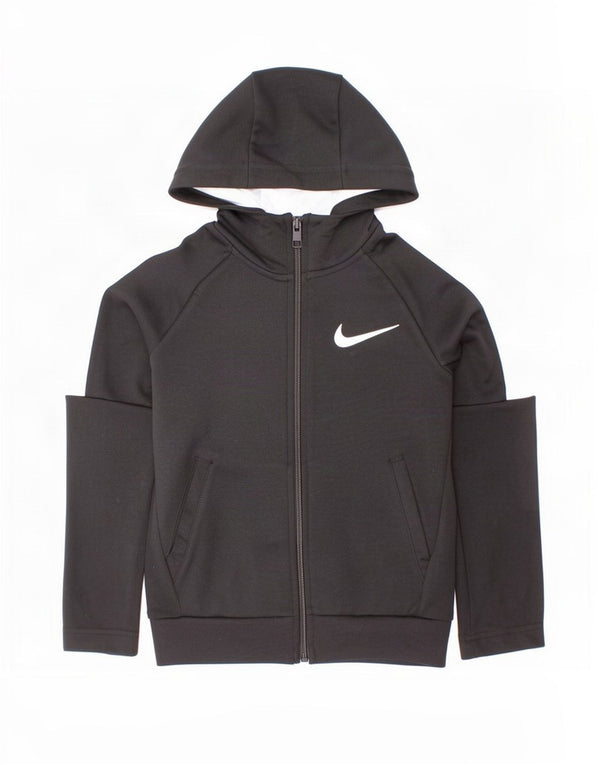 Nike Jungen-Kapuzenpullover mit Reißverschluss, 3–4 Jahre, XS, schwarzes Farbblock-Polyester