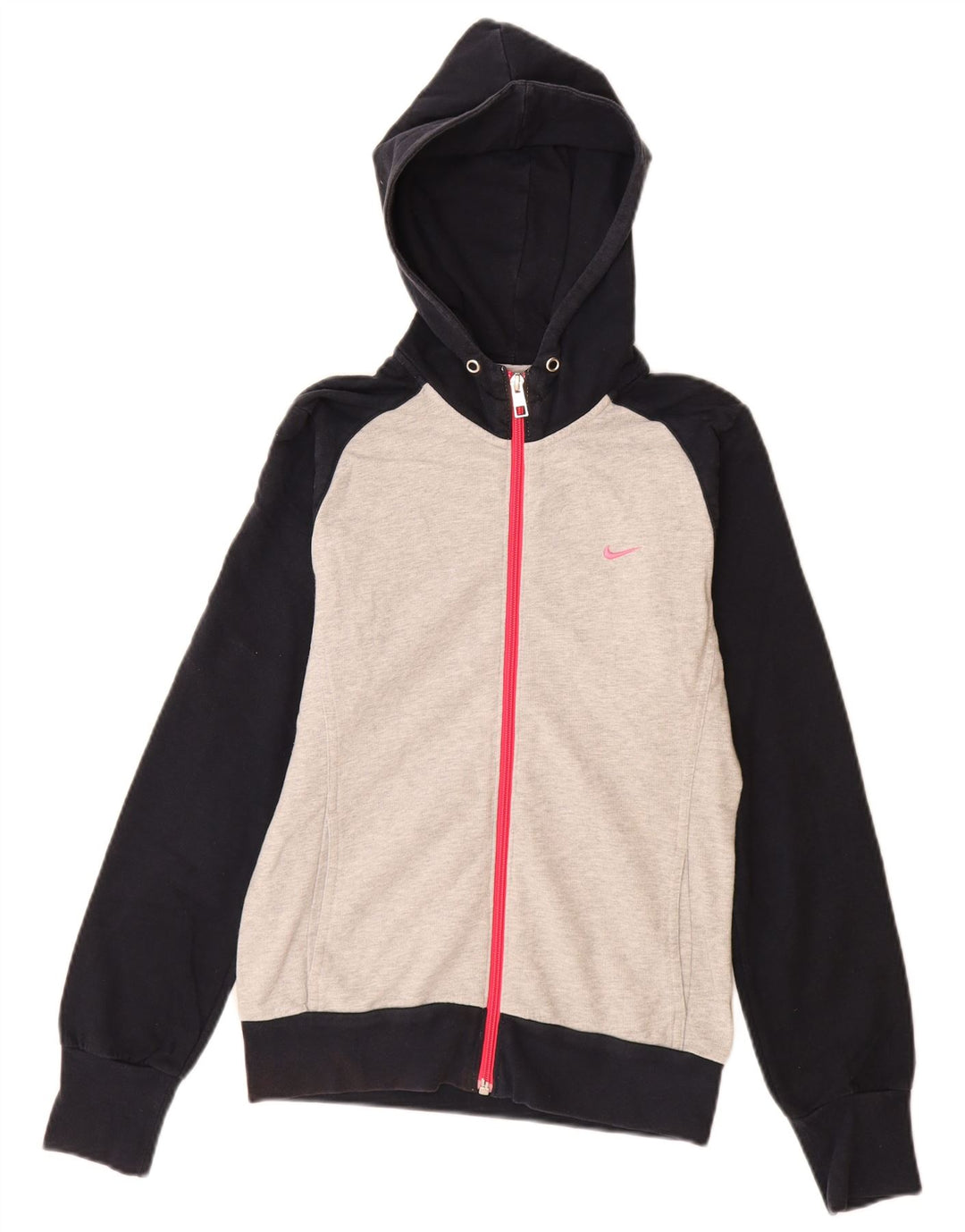 Nike Damen-Kapuzenpullover mit Reißverschluss, Gr. 10, Größe S, Grau, Farbblock