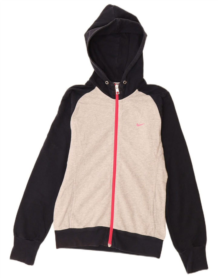 Nike Damen-Kapuzenpullover mit Reißverschluss, Gr. 10, Größe S, Grau, Farbblock