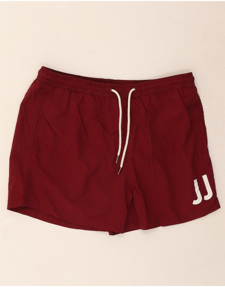 Jack & Jones Herren Badeshorts mit Grafik, Größe L, Burgunderrot, Polyester