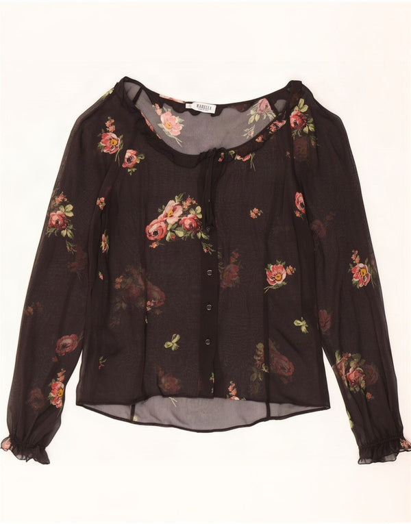 Durchsichtige Hemdbluse für Damen von Marella, UK 10, Größe S, schwarz, geblümt, Viskose