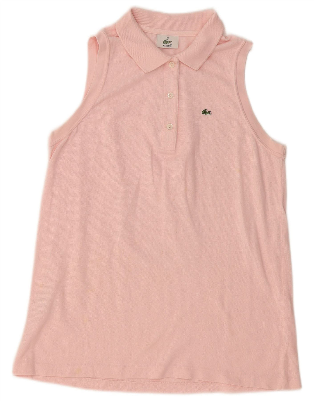 LACOSTE Damen ärmelloses Poloshirt, Größe 42, große rosa Baumwolle