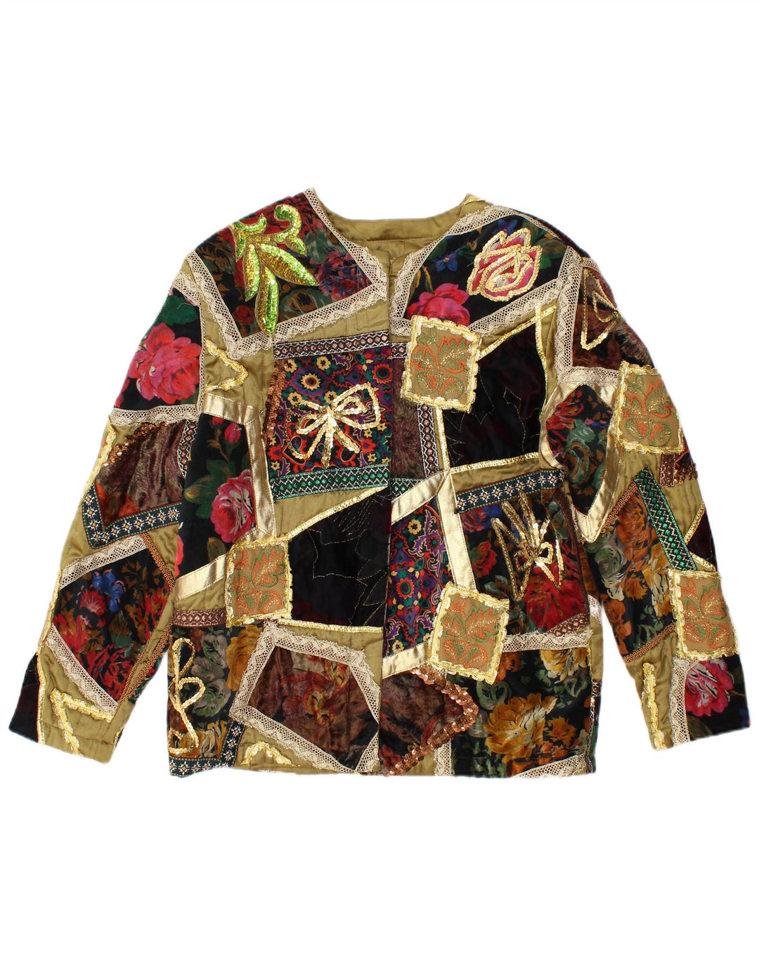 ELISA LANDRI Damen Blazer Jacke UK 16 Große Khaki Patchwork Viskose