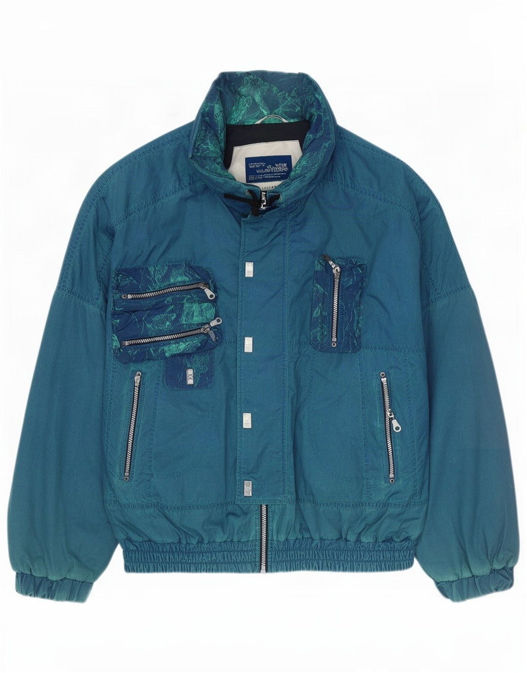 Vintage Herren Bomberjacke IT 50 Großes blaues Polyester