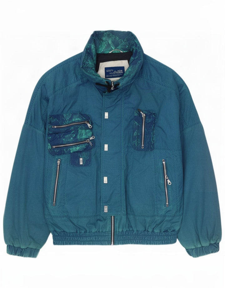 Vintage Herren Bomberjacke IT 50 Großes blaues Polyester