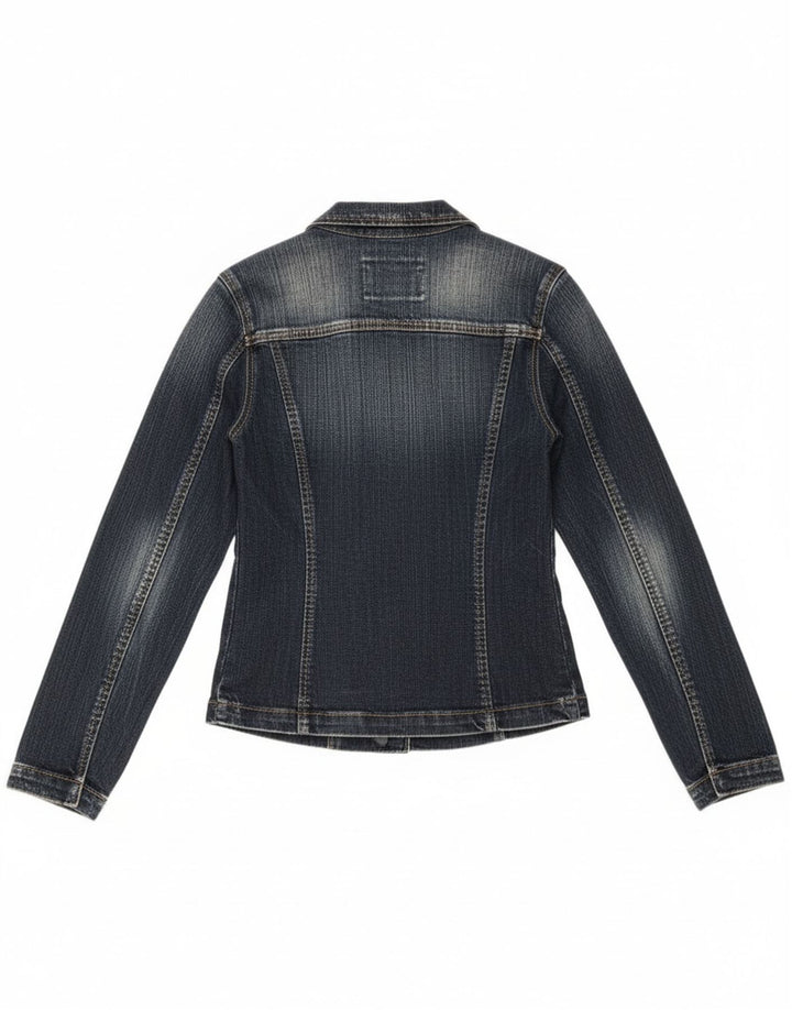 Vitamina Damen-Jeans-Blazer mit 1 Knopf, Größe UK 14, mittelblaue Baumwolle