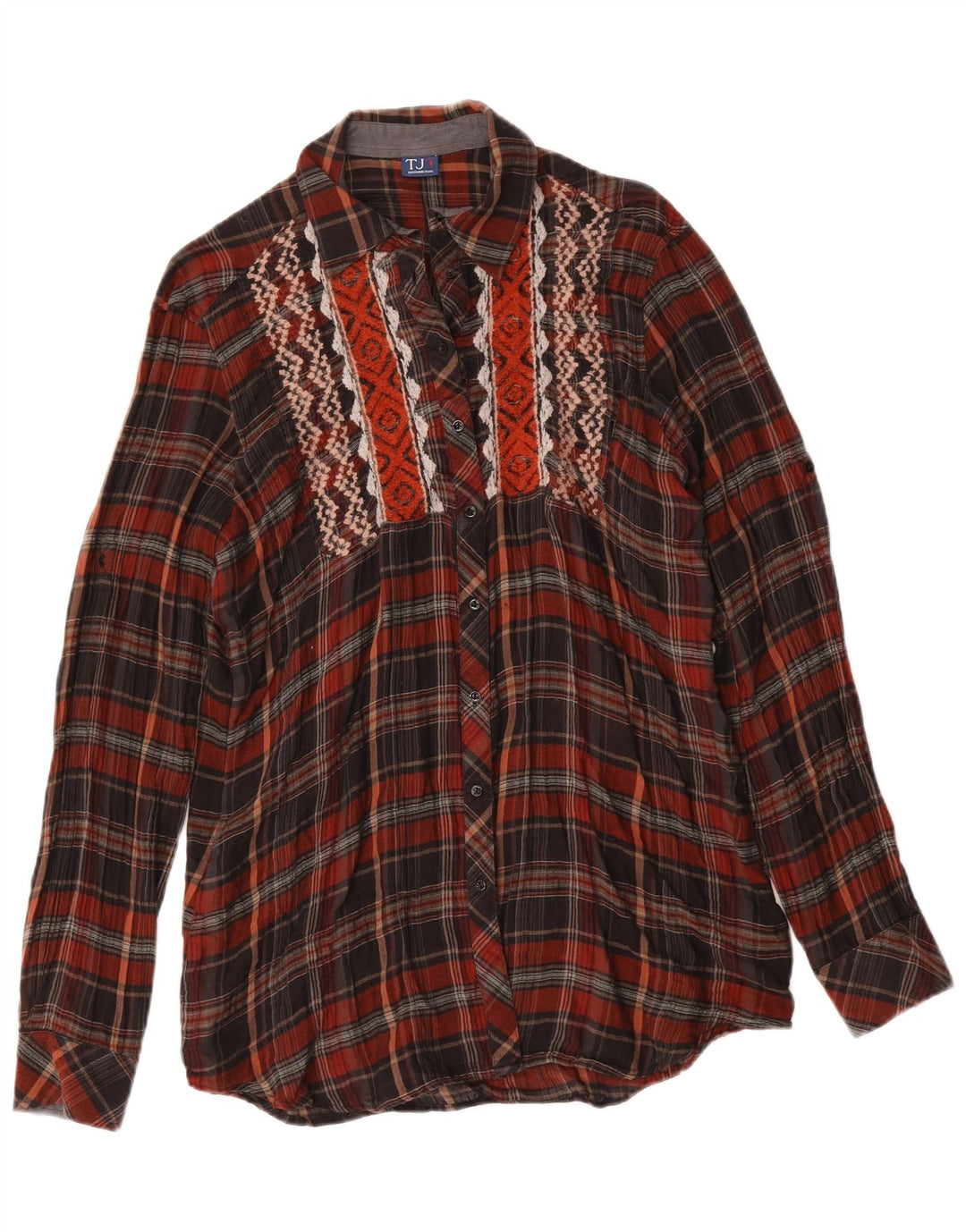 Trussardi Longline-Hemd für Damen, UK 14, mittleres Burgunderrot, kariert