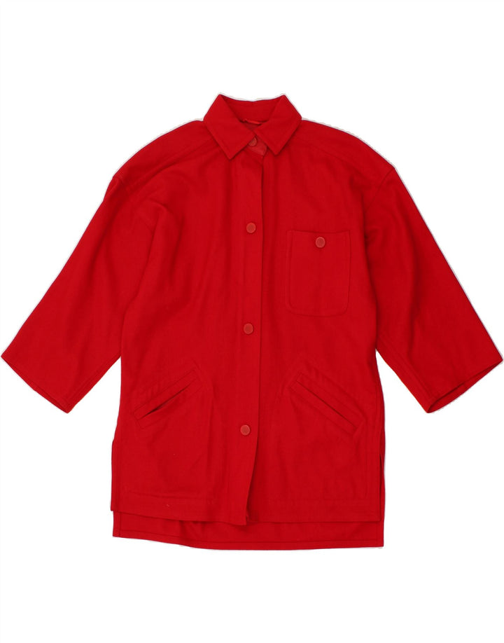 WEEKEND Womens 3/4 Sleeve Overcoat UK 8 Small Red Wool | Vintage Weekend | Thrift | Second-Hand Weekend | Used Clothing | Messina Hembry 