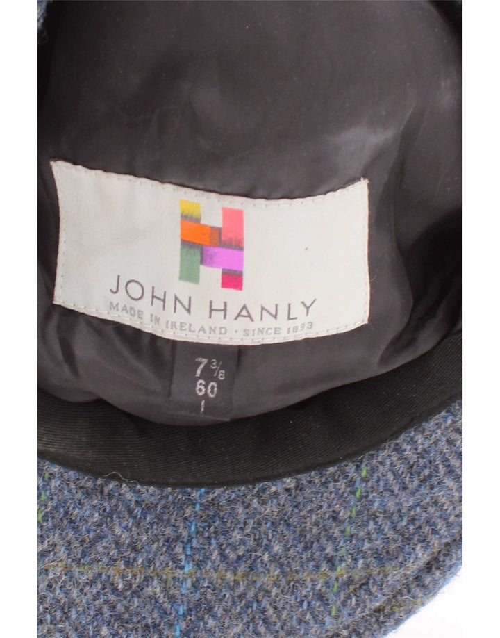 John Hanly Herren Schiebermütze XL Blue Herringbone New Wool Classic