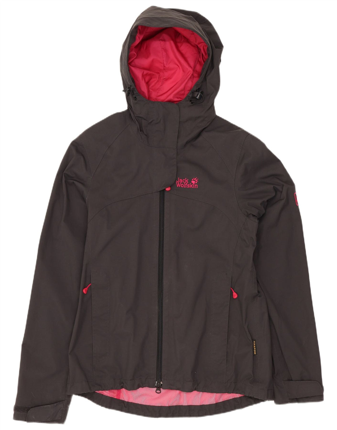 Jack Wolfskin Damen Regenjacke mit Kapuze UK 8/10 Small Grau Polyamid