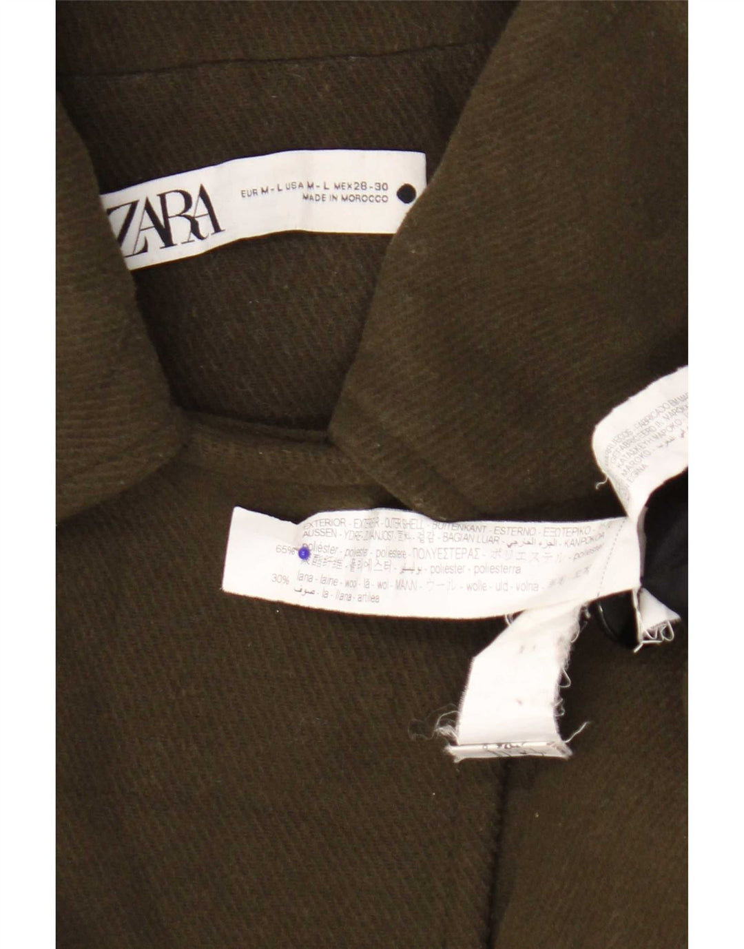 Zara Damen Cape-Jacke UK 14 Medium Khaki Polyester