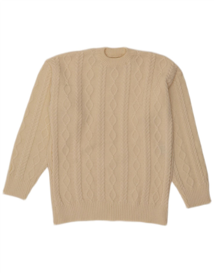 Vintage Herren Rundhalspullover Pullover Small Beige