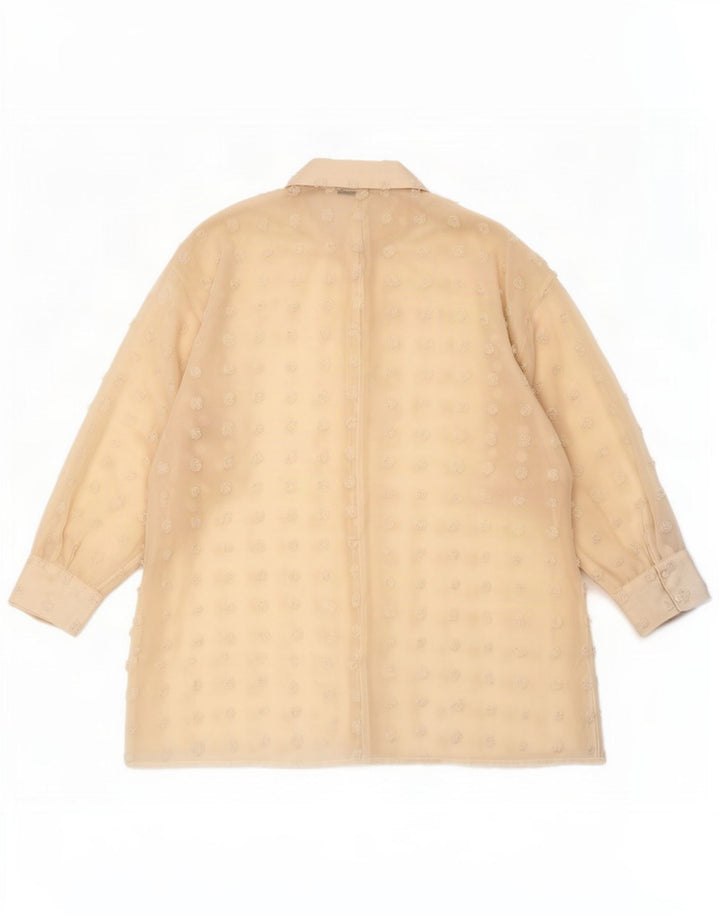 Übergroße, lang geschnittene Hemdbluse für Damen von Zara, Gr. 10, Größe S, Beige, gepunktet
